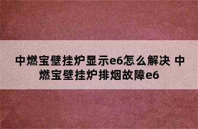 中燃宝壁挂炉显示e6怎么解决 中燃宝壁挂炉排烟故障e6